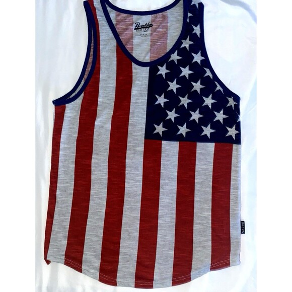 Brooklyn Cloth Mfg Co. Men Tank Top Size Small Grey Stars & Stripes Cotton Blend - Picture 1 of 5